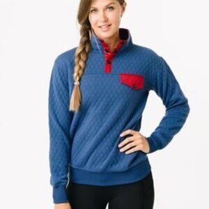Zyia Women's Blue Quilted Snap Pocket Sweatshirt - XS